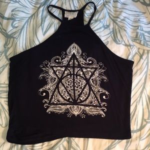 LA Hearts Navy crop top